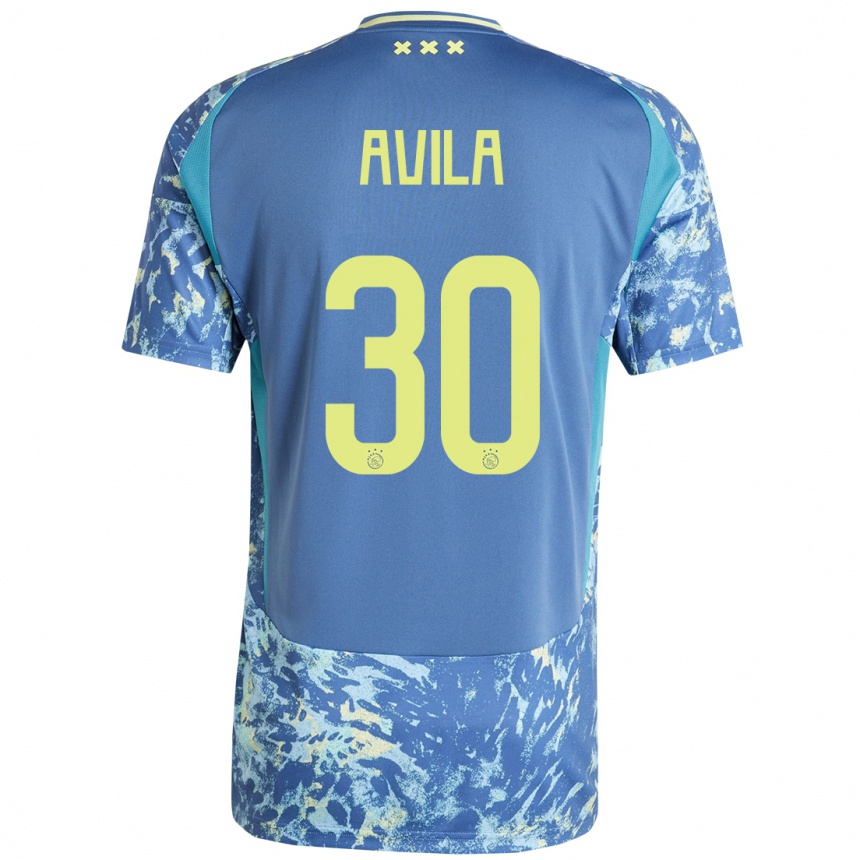 Enfant Football Maillot Gastón Ávila #30 Gris Bleu Jaune Tenues Extérieur 2024/25