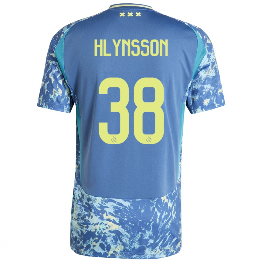 Enfant Football Maillot Kristian Hlynsson #38 Gris Bleu Jaune Tenues Extérieur 2024/25