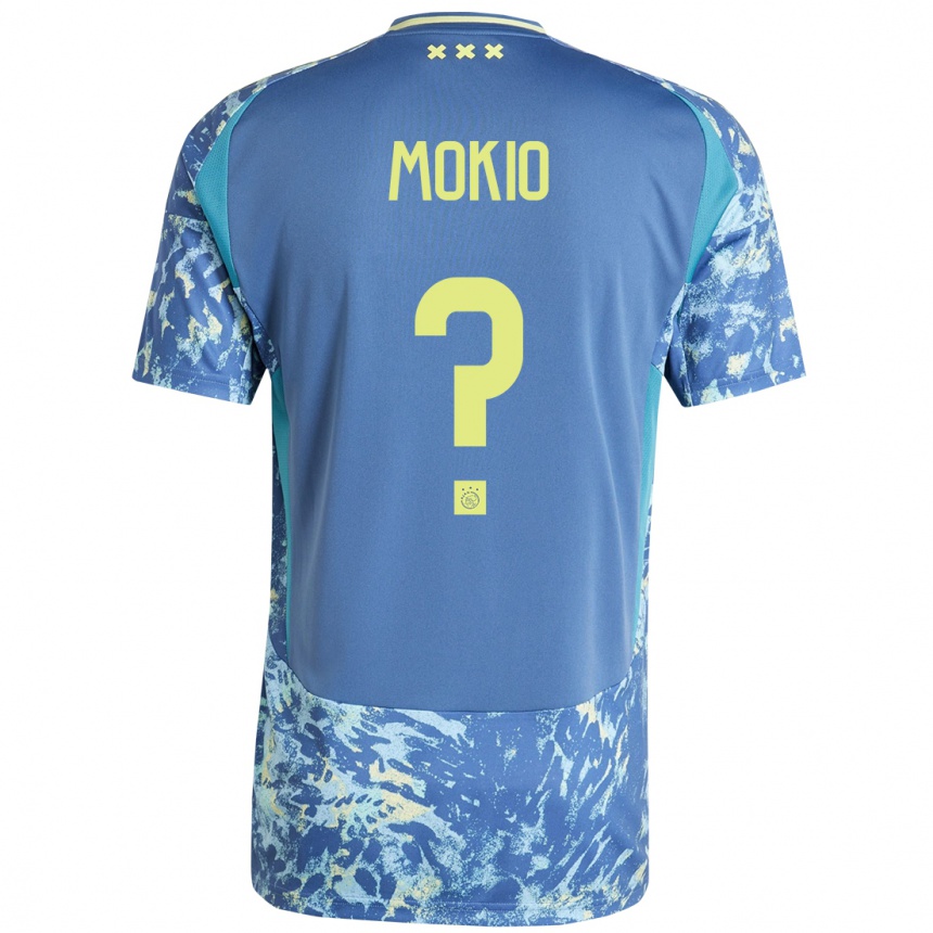 Enfant Football Maillot Jorthy Mokio #0 Gris Bleu Jaune Tenues Extérieur 2024/25