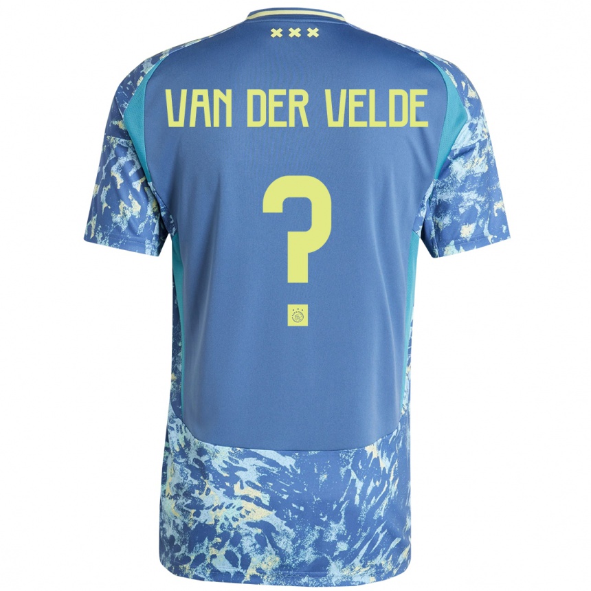 Enfant Football Maillot Valentijn Van Der Velde #0 Gris Bleu Jaune Tenues Extérieur 2024/25