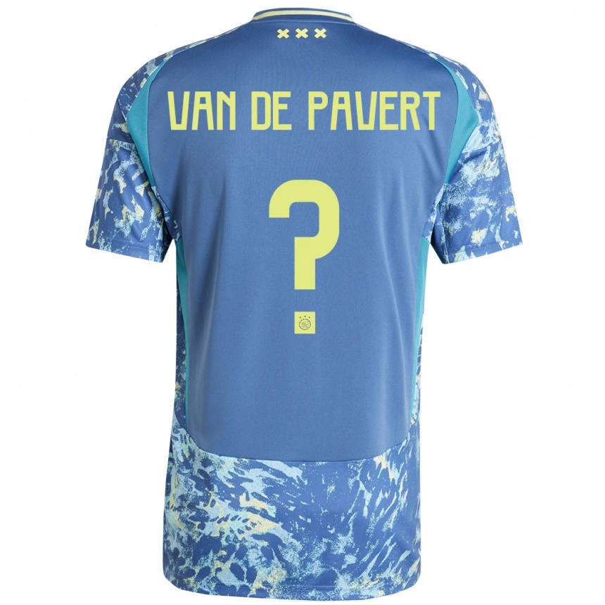 Enfant Football Maillot Ryan Van De Pavert #0 Gris Bleu Jaune Tenues Extérieur 2024/25