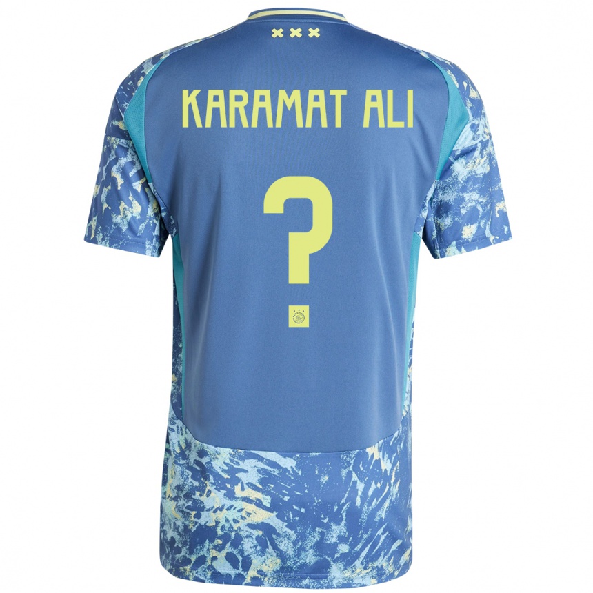 Enfant Football Maillot Yaïr Karamat Ali #0 Gris Bleu Jaune Tenues Extérieur 2024/25