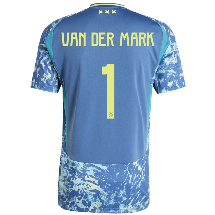 Enfant Football Maillot Jesper Van Der Mark #1 Gris Bleu Jaune Tenues Extérieur 2024/25