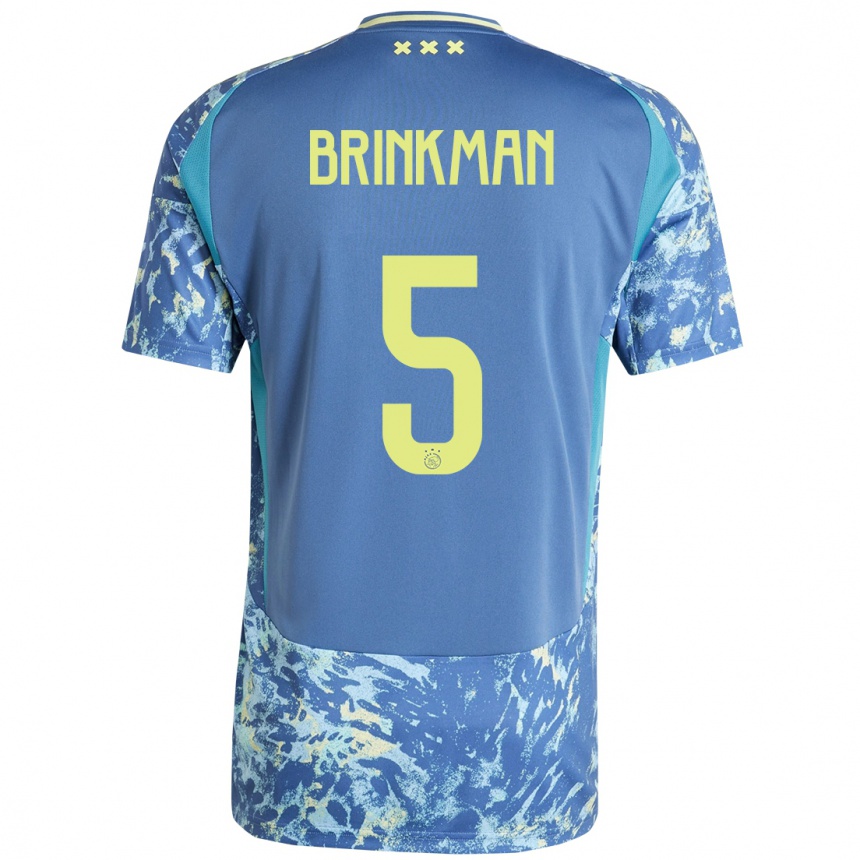 Enfant Football Maillot Tim Brinkman #5 Gris Bleu Jaune Tenues Extérieur 2024/25