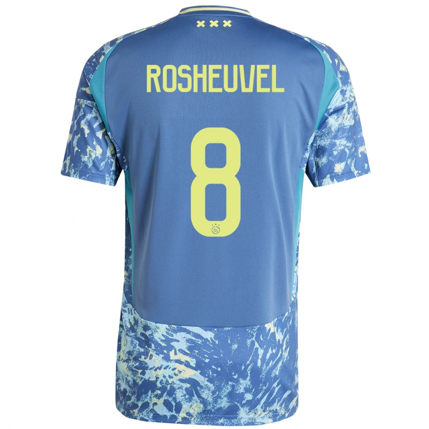 Enfant Football Maillot Darren Rosheuvel #8 Gris Bleu Jaune Tenues Extérieur 2024/25