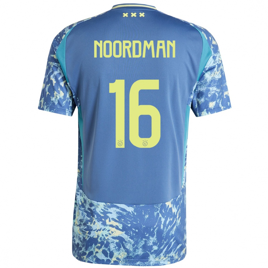 Enfant Football Maillot Danique Noordman #16 Gris Bleu Jaune Tenues Extérieur 2024/25