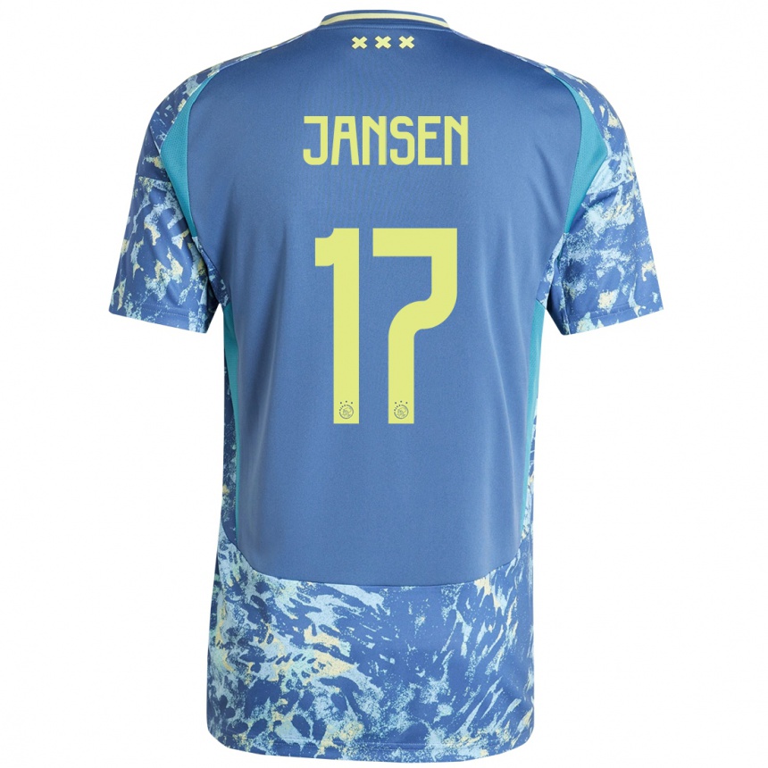 Enfant Football Maillot Bente Jansen #17 Gris Bleu Jaune Tenues Extérieur 2024/25