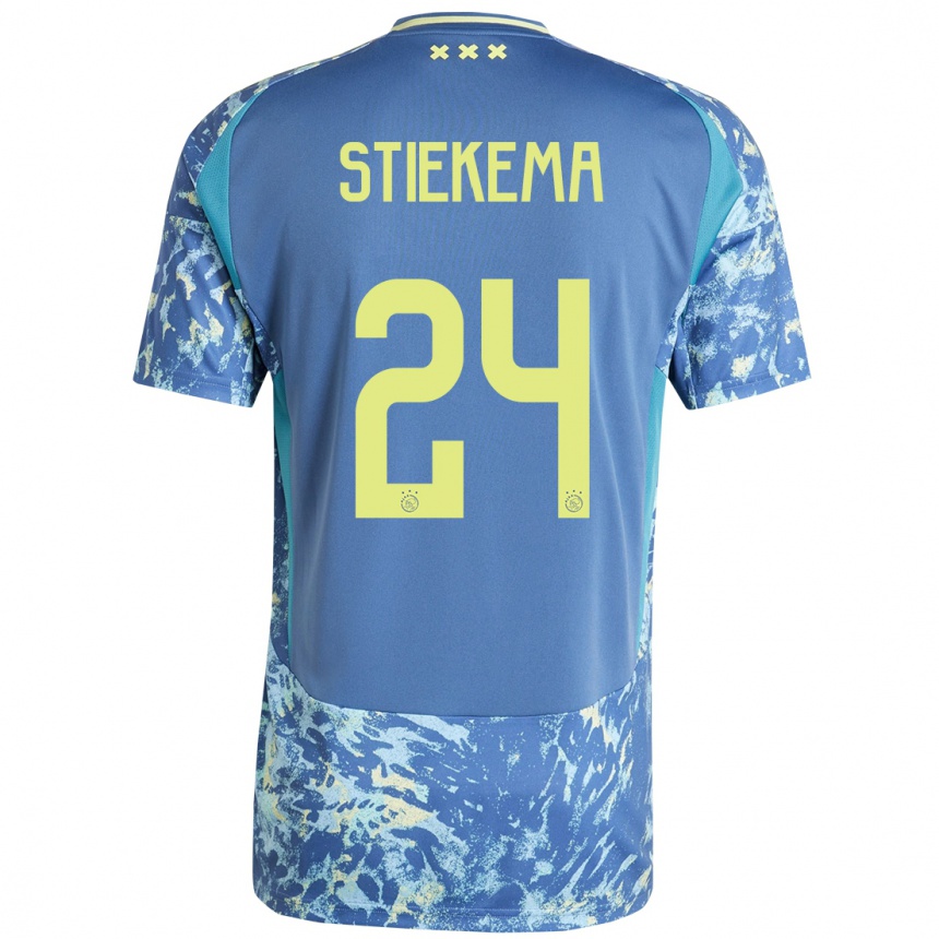 Enfant Football Maillot Iris Stiekema #24 Gris Bleu Jaune Tenues Extérieur 2024/25