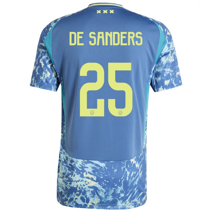 Enfant Football Maillot Kay-Lee De Sanders #25 Gris Bleu Jaune Tenues Extérieur 2024/25