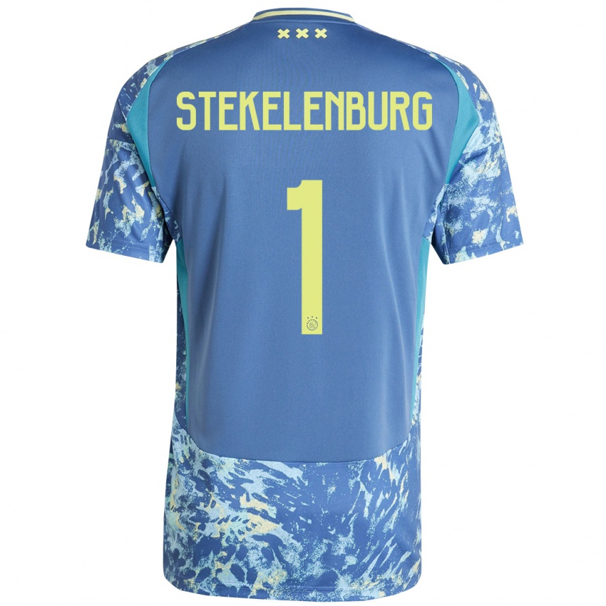 Enfant Football Maillot Maarten Stekelenburg #1 Gris Bleu Jaune Tenues Extérieur 2024/25