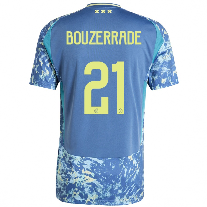 Enfant Football Maillot Zaina Bouzerrade #21 Gris Bleu Jaune Tenues Extérieur 2024/25