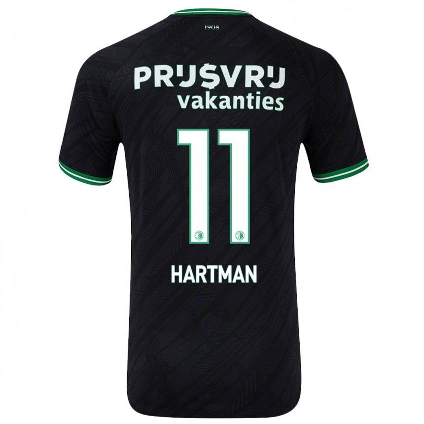 Enfant Football Maillot Quilindschy Hartman #11 Noir Vert Tenues Extérieur 2024/25