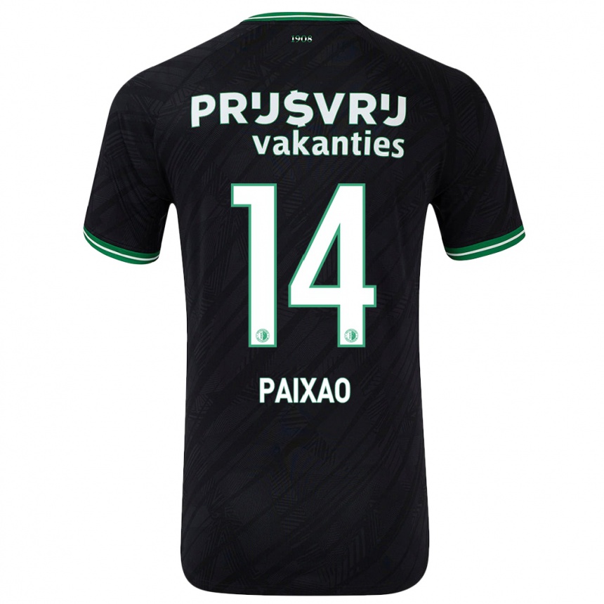 Enfant Football Maillot Igor Paixão #14 Noir Vert Tenues Extérieur 2024/25