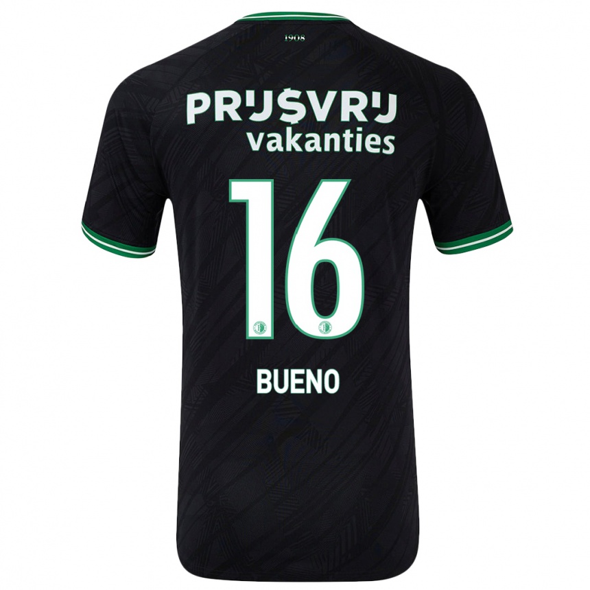 Enfant Football Maillot Hugo Bueno #16 Noir Vert Tenues Extérieur 2024/25