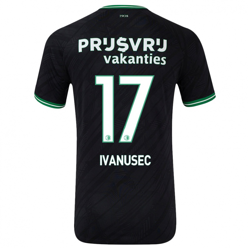 Enfant Football Maillot Luka Ivanusec #17 Noir Vert Tenues Extérieur 2024/25