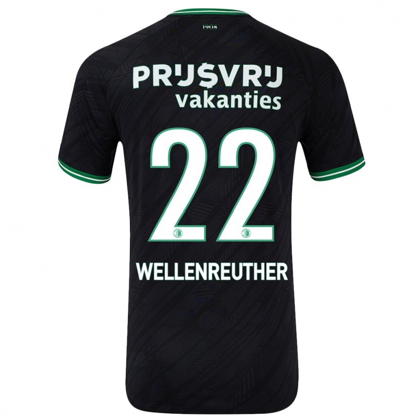 Enfant Football Maillot Timon Wellenreuther #22 Noir Vert Tenues Extérieur 2024/25