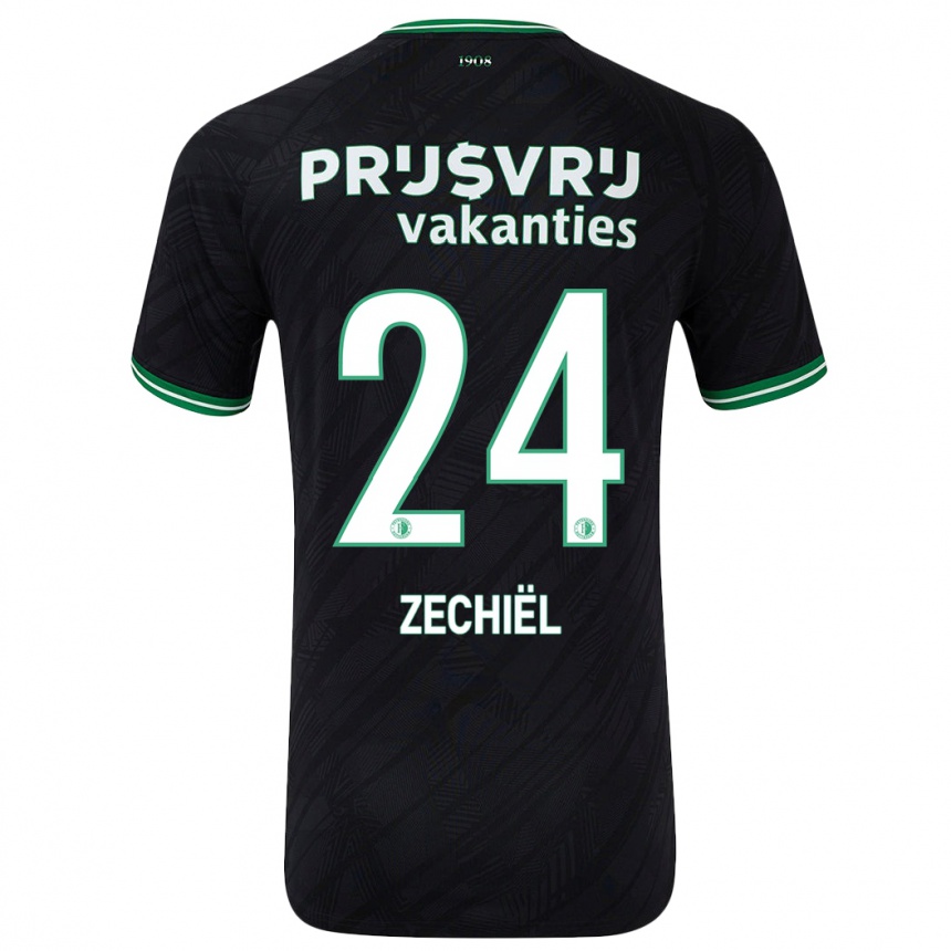 Enfant Football Maillot Gjivai Zechiël #24 Noir Vert Tenues Extérieur 2024/25