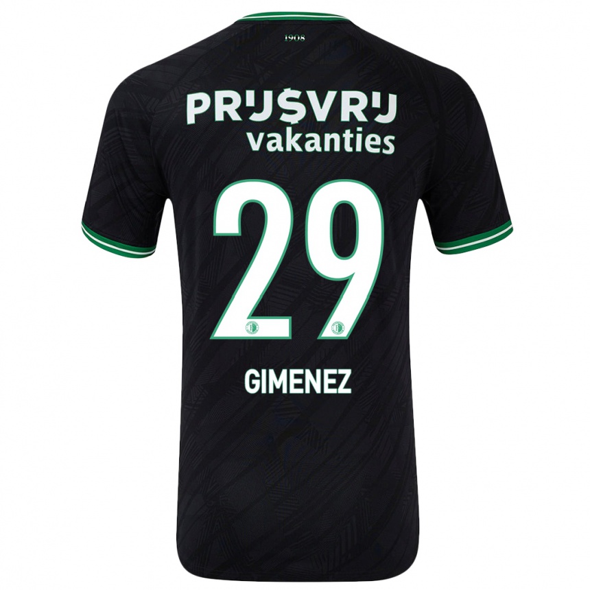 Enfant Football Maillot Santiago Gimenez #29 Noir Vert Tenues Extérieur 2024/25