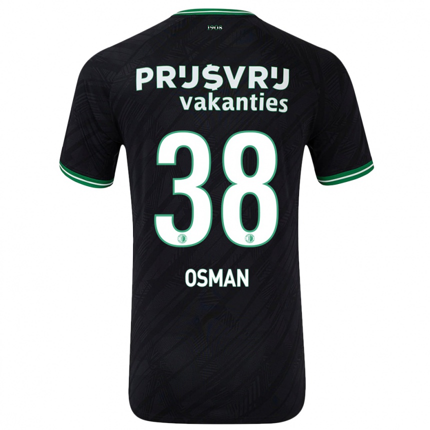 Enfant Football Maillot Ibrahim Osman #38 Noir Vert Tenues Extérieur 2024/25