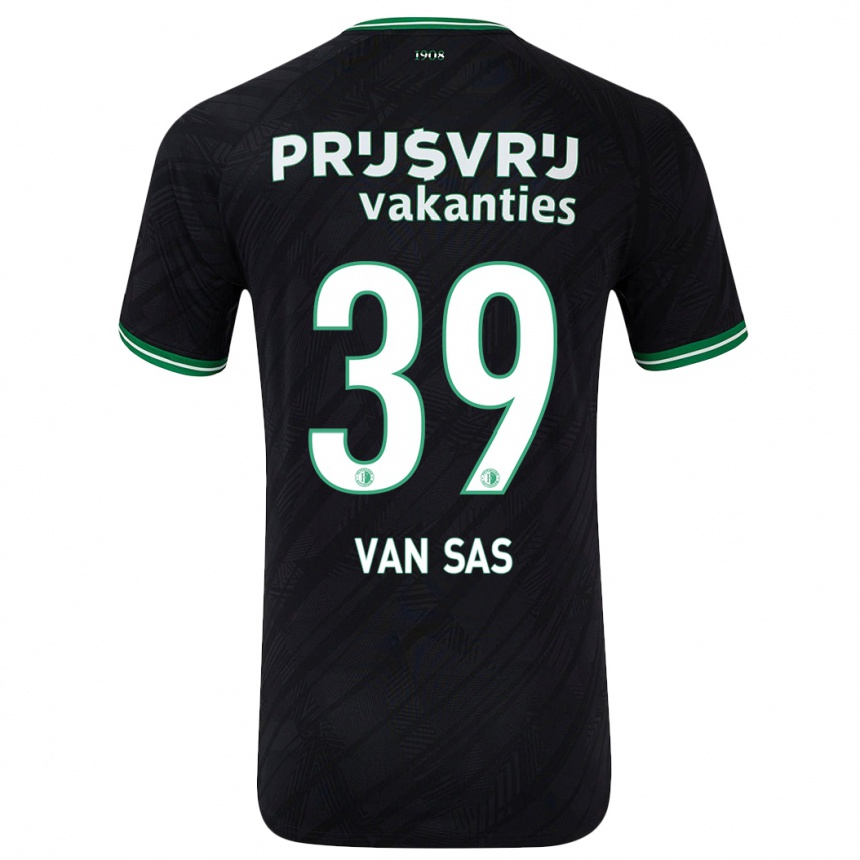 Enfant Football Maillot Mikki Van Sas #39 Noir Vert Tenues Extérieur 2024/25