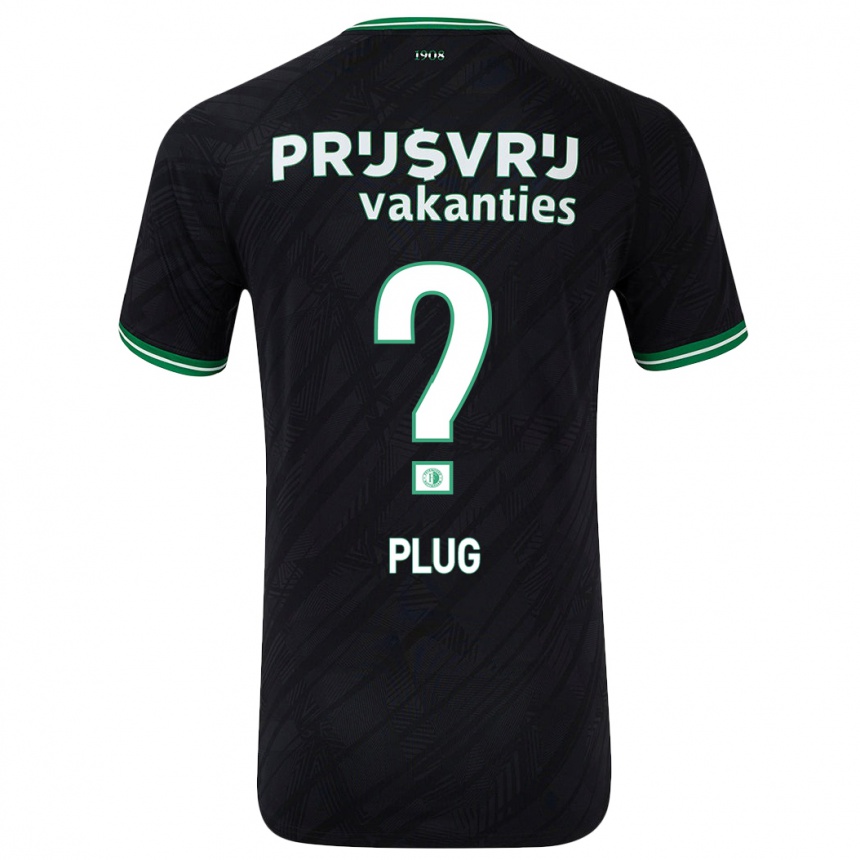 Enfant Football Maillot Jan Plug #0 Noir Vert Tenues Extérieur 2024/25