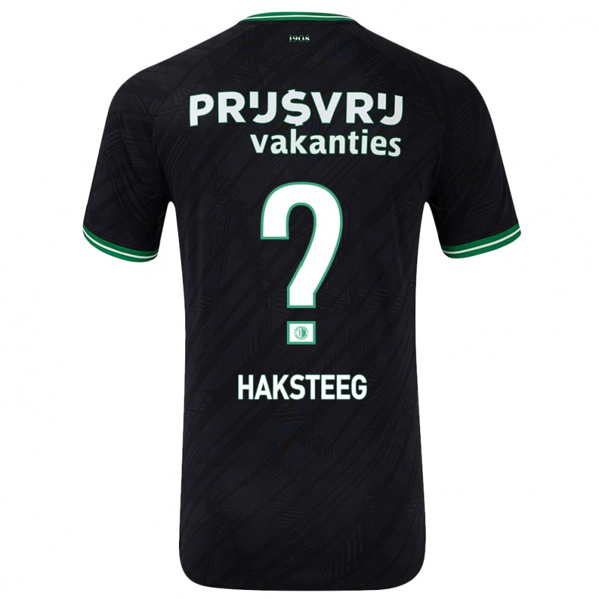 Enfant Football Maillot Tim Haksteeg #0 Noir Vert Tenues Extérieur 2024/25