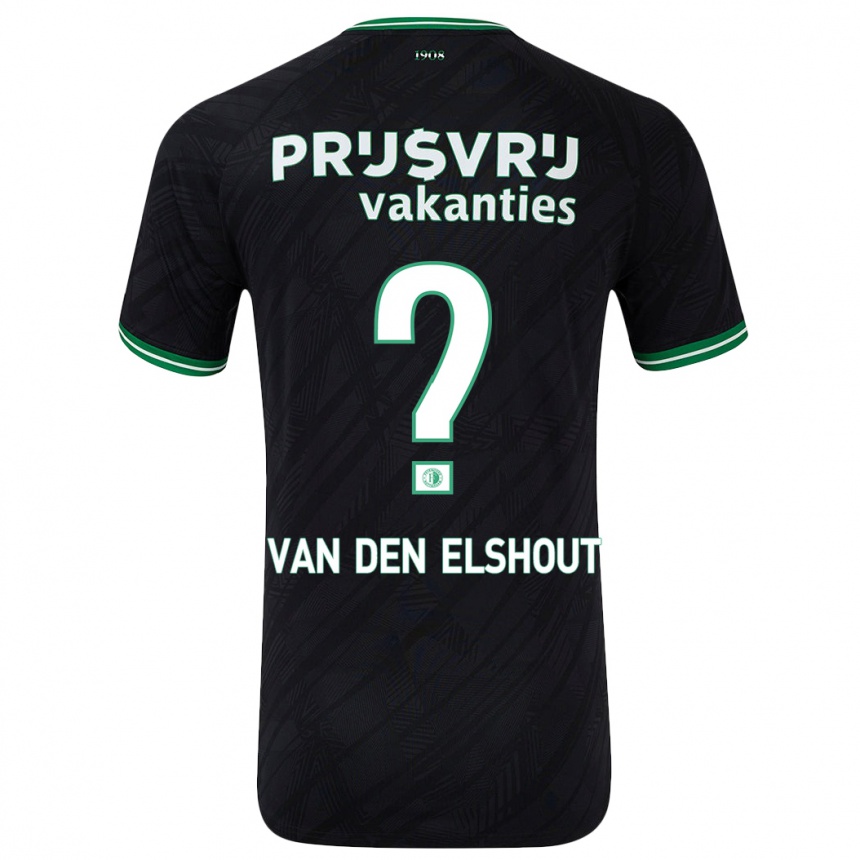 Enfant Football Maillot Tobias Van Den Elshout #0 Noir Vert Tenues Extérieur 2024/25