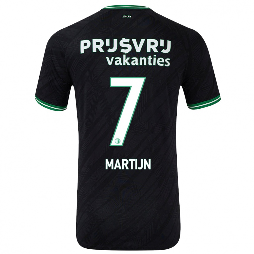 Enfant Football Maillot Rowendley Martijn #7 Noir Vert Tenues Extérieur 2024/25