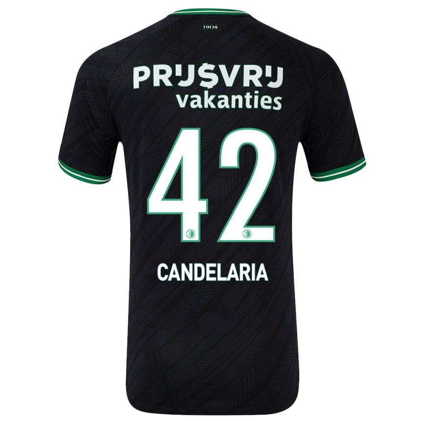 Enfant Football Maillot Jayden Candelaria #42 Noir Vert Tenues Extérieur 2024/25