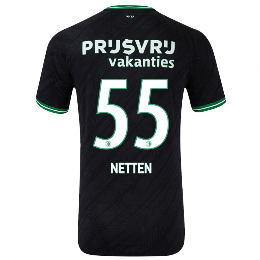 Enfant Football Maillot Luc Netten #55 Noir Vert Tenues Extérieur 2024/25