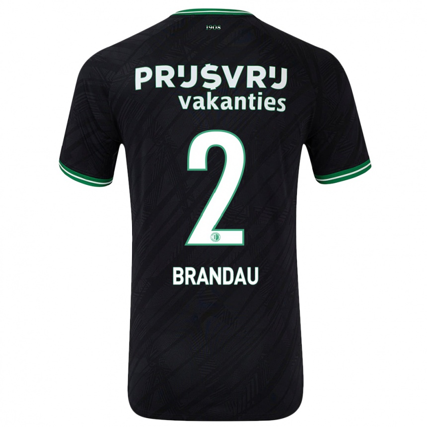 Enfant Football Maillot Justine Brandau #2 Noir Vert Tenues Extérieur 2024/25