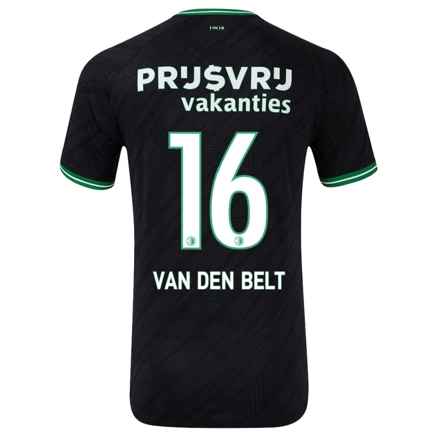 Enfant Football Maillot Thomas Van Den Belt #16 Noir Vert Tenues Extérieur 2024/25