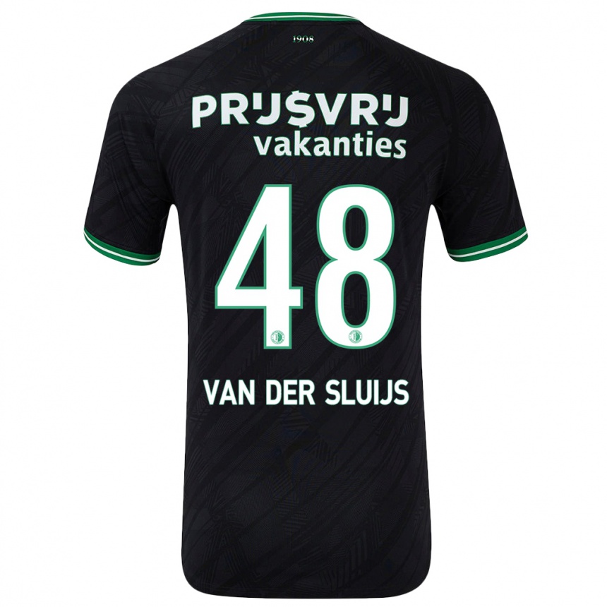 Enfant Football Maillot Joep Van Der Sluijs #48 Noir Vert Tenues Extérieur 2024/25