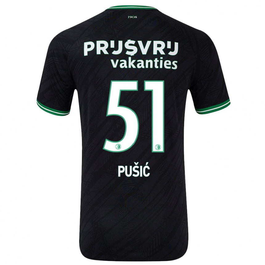 Enfant Football Maillot Noah Pušić #51 Noir Vert Tenues Extérieur 2024/25