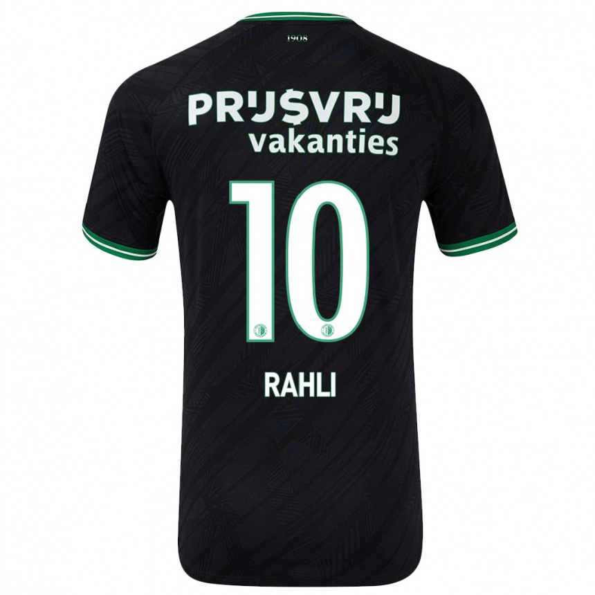 Enfant Football Maillot Khalid Rahli #10 Noir Vert Tenues Extérieur 2024/25