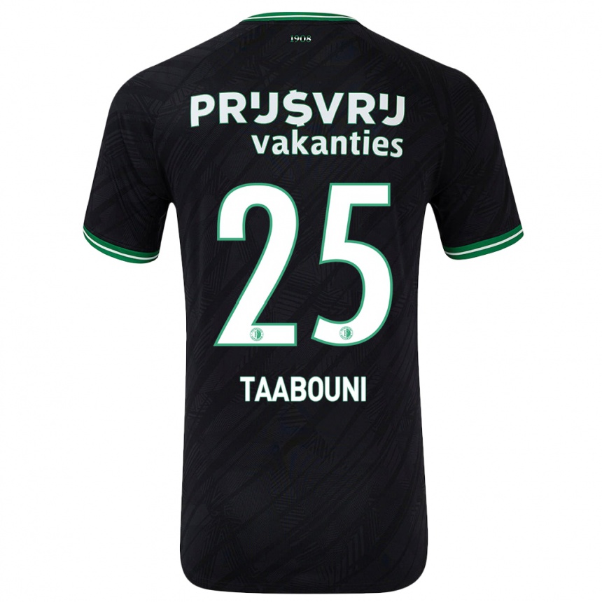 Enfant Football Maillot Mohamed Taabouni #25 Noir Vert Tenues Extérieur 2024/25