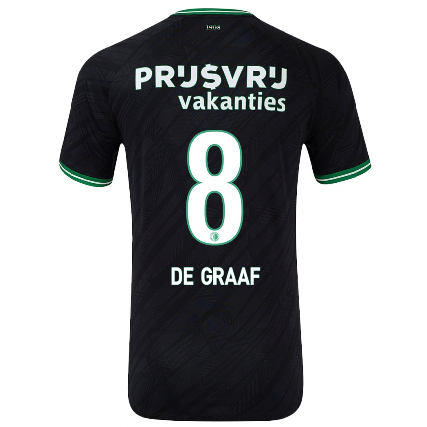 Enfant Football Maillot Esmee De Graaf #8 Noir Vert Tenues Extérieur 2024/25