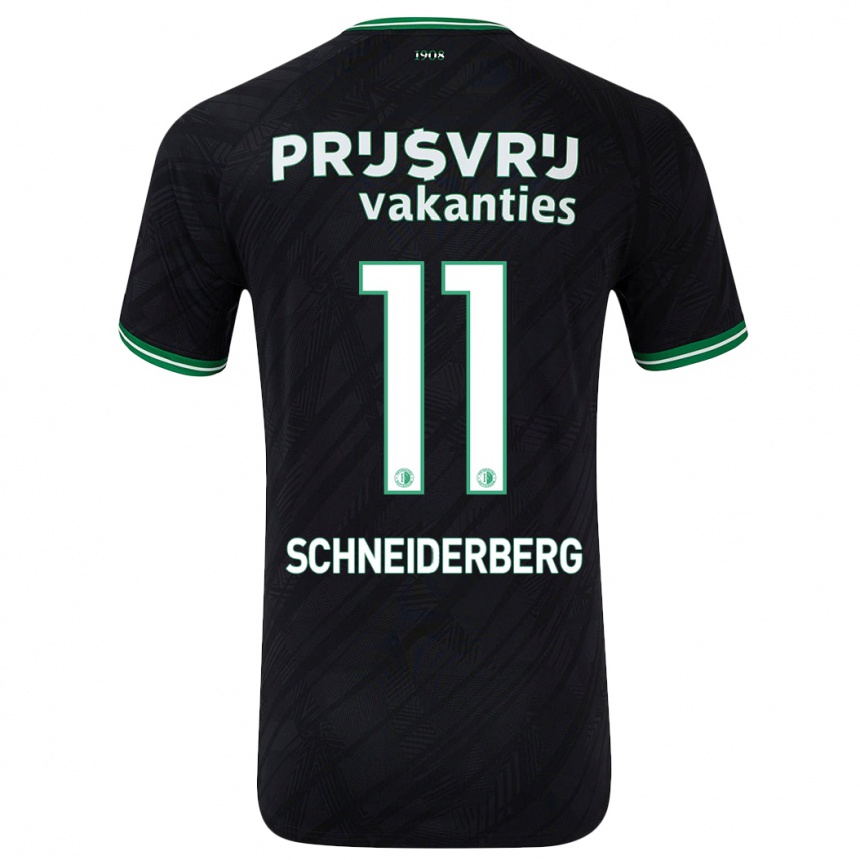 Enfant Football Maillot July Schneiderberg #11 Noir Vert Tenues Extérieur 2024/25