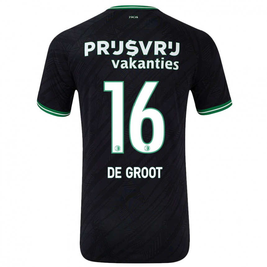 Enfant Football Maillot Jasmijn De Groot #16 Noir Vert Tenues Extérieur 2024/25