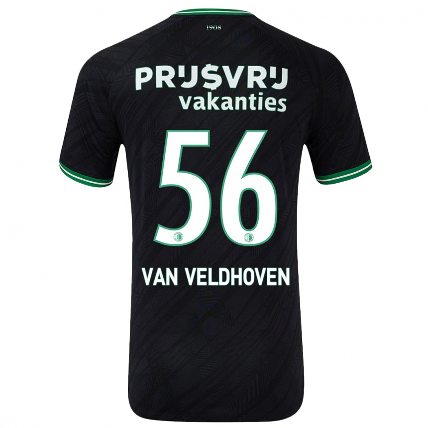 Enfant Football Maillot Kars Van Veldhoven #56 Noir Vert Tenues Extérieur 2024/25