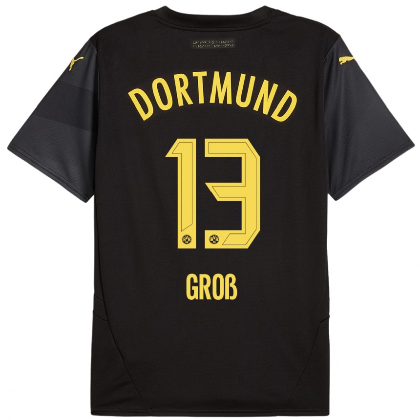 Enfant Football Maillot Pascal Groß #13 Noir Jaune Tenues Extérieur 2024/25