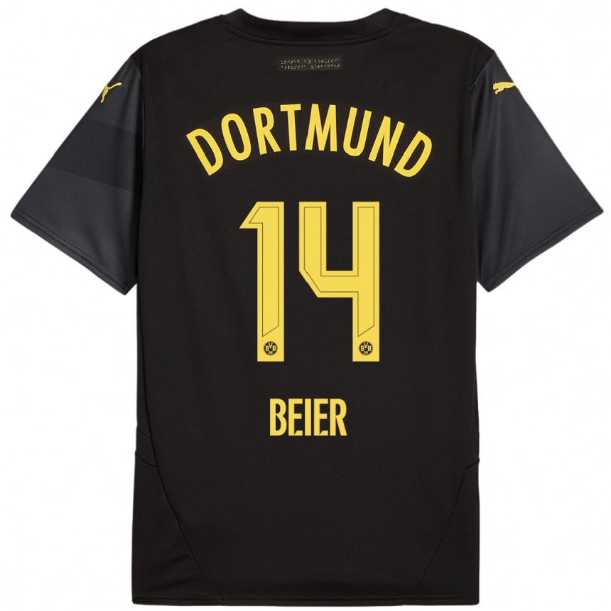 Enfant Football Maillot Maximilian Beier #14 Noir Jaune Tenues Extérieur 2024/25