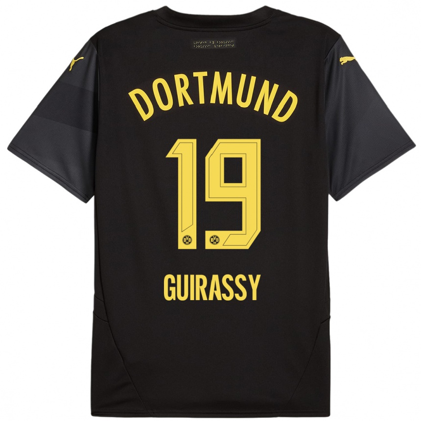 Enfant Football Maillot Serhou Guirassy #19 Noir Jaune Tenues Extérieur 2024/25