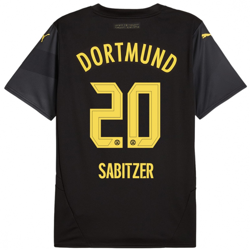 Enfant Football Maillot Marcel Sabitzer #20 Noir Jaune Tenues Extérieur 2024/25