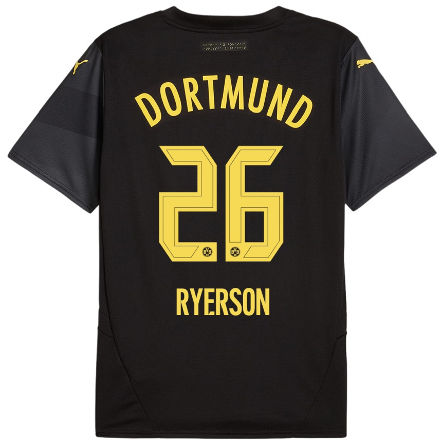 Enfant Football Maillot Julian Ryerson #26 Noir Jaune Tenues Extérieur 2024/25