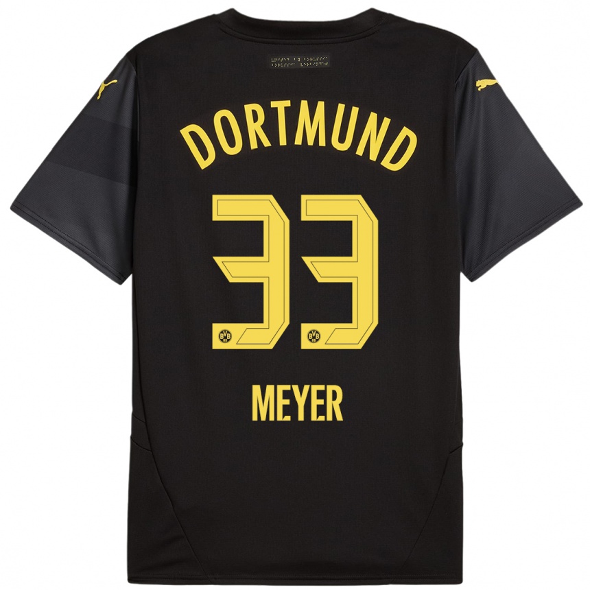 Enfant Football Maillot Alexander Meyer #33 Noir Jaune Tenues Extérieur 2024/25