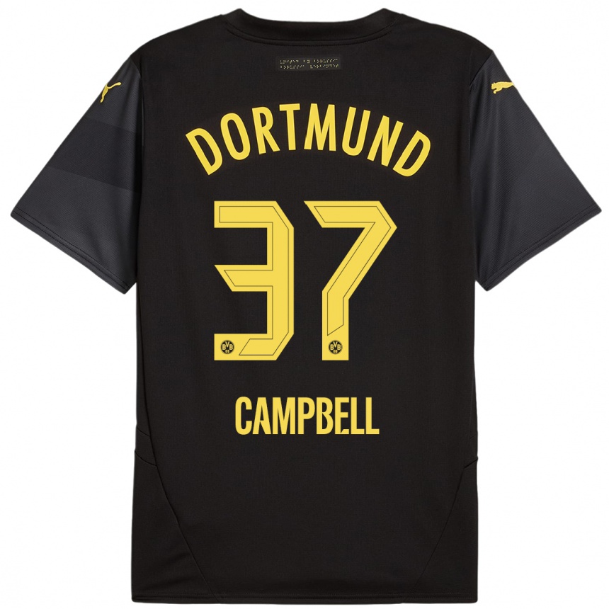 Enfant Football Maillot Cole Campbell #37 Noir Jaune Tenues Extérieur 2024/25