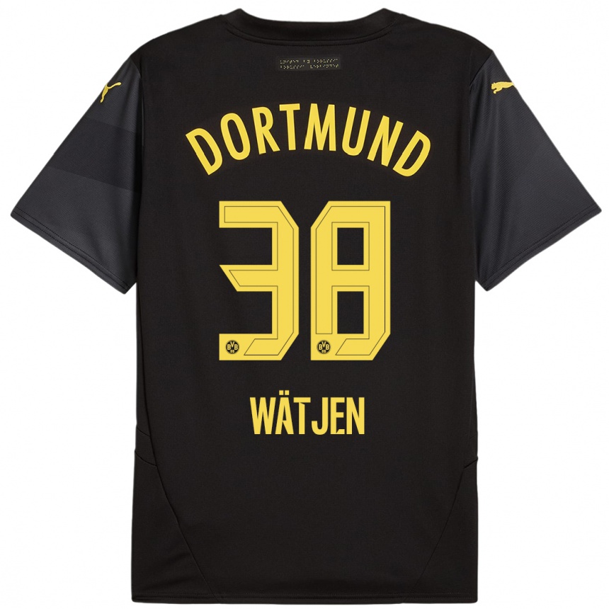 Enfant Football Maillot Kjell Wätjen #38 Noir Jaune Tenues Extérieur 2024/25