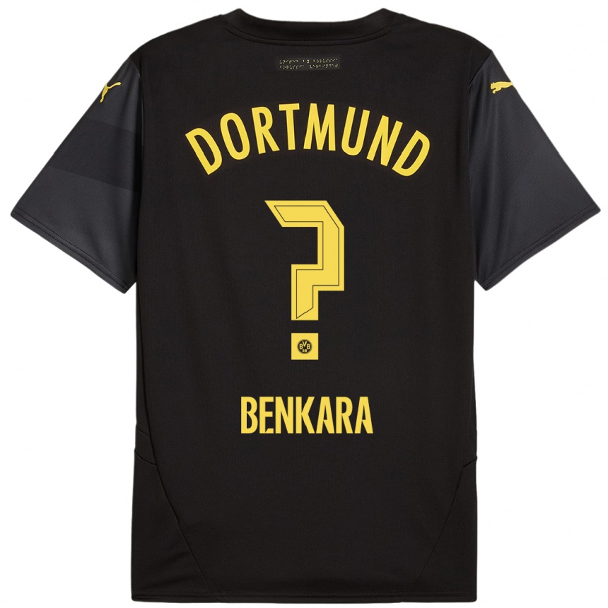 Enfant Football Maillot Elias Benkara #0 Noir Jaune Tenues Extérieur 2024/25