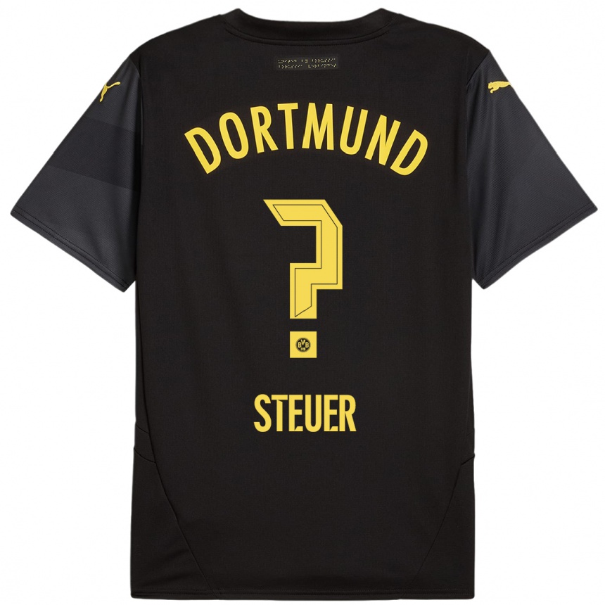 Enfant Football Maillot Etienne Steuer #0 Noir Jaune Tenues Extérieur 2024/25